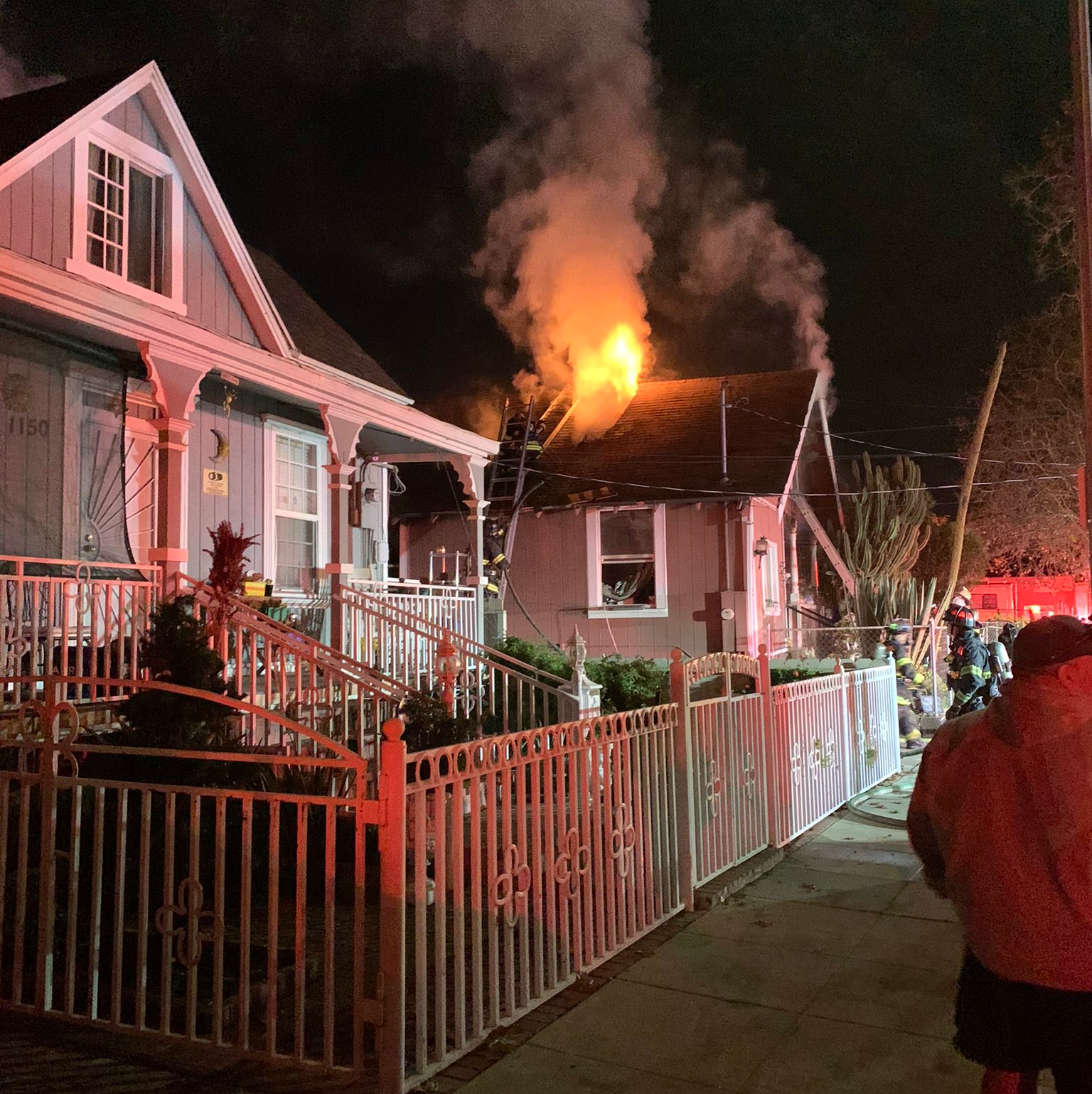 A San Jose, CA, firefighter was injured battling an electrical fire fueled by a nearby Christmas tree at a single-family house early Tuesday.