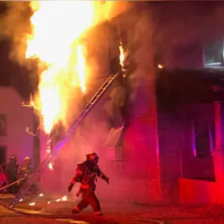 Four Wichita, KS, firefighters were injured battling an apartment fire late Sunday.