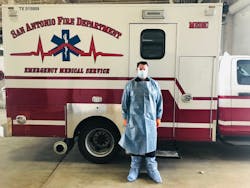 On EMS calls, the SAFD sends what it calls a single scout to judge whether COVID-19 might be in play. This decreases the risk to providers and saves on PPE. On EMS calls, the SAFD sends what it calls a single scout to judge whether COVID-19 might be in play. This decreases the risk to providers and saves on PPE.