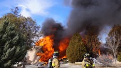 Albuquerque, NM, battled a fire that erupted following a natural gas explosion at a vacant house Monday. Albuquerque, NM, battled a fire that erupted following a natural gas explosion at a vacant house Monday.
