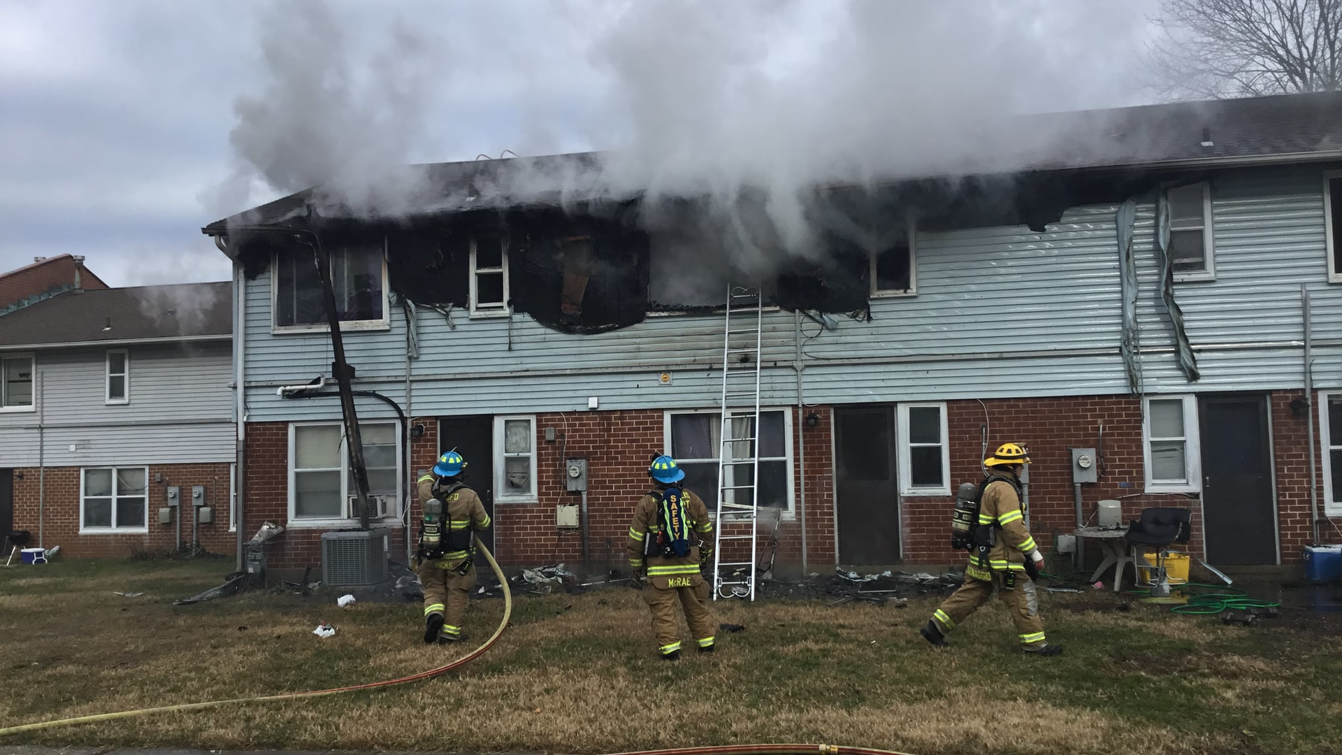 An Annapolis, MD, firefighter and a civilian were injured during a fire that broke out at a townhouse Wednesday.