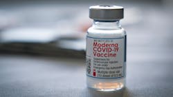 A vial of the Moderna COVID-19 vaccine awaits injection last week at the Tequesta, FL, Fire Department. A vial of the Moderna COVID-19 vaccine awaits injection last week at the Tequesta, FL, Fire Department.