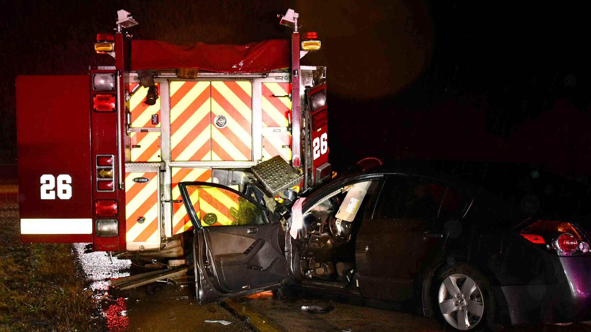 The 42-year-old driver of Nissan Altima was killed after crashing into a Colleton County, SC, Fire Rescue apparatus that was working at the scene of a previous accident along Interstate 95 on Saturday.