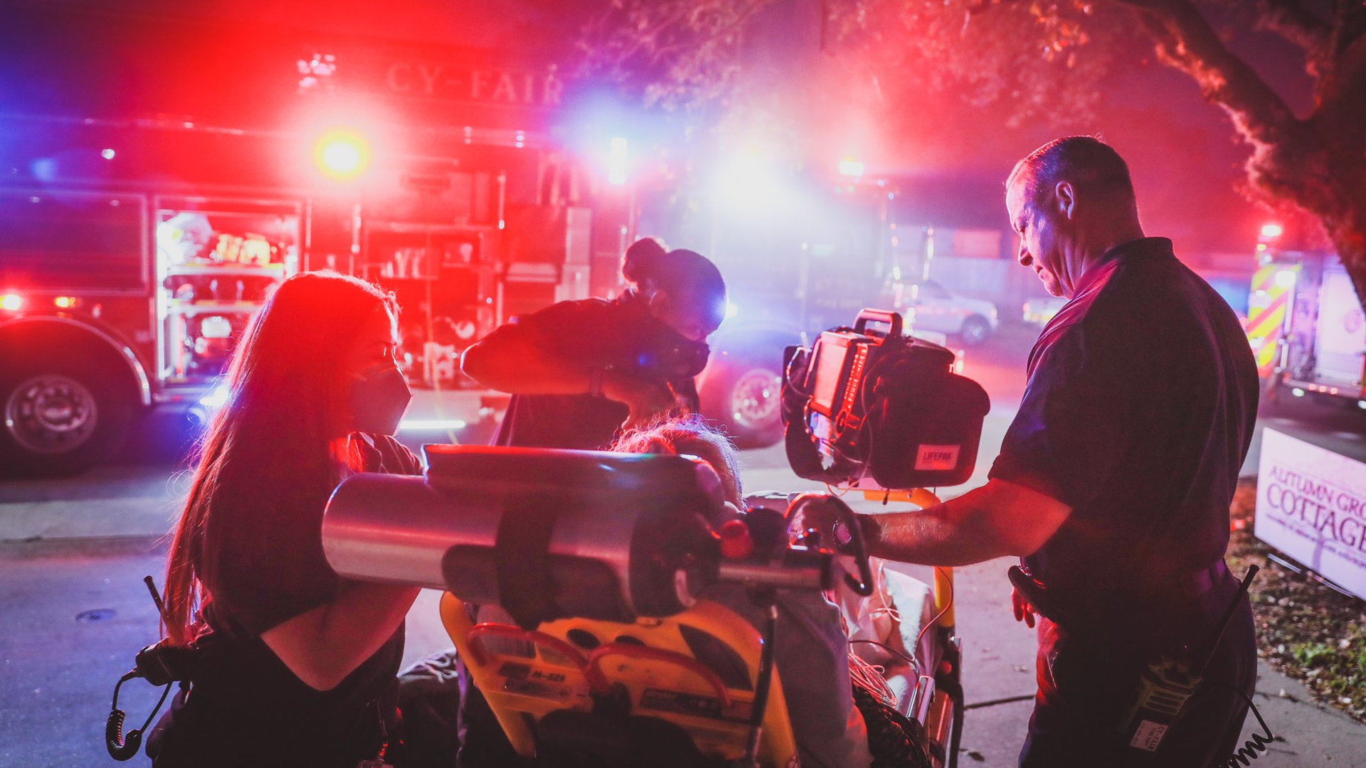 Cy-Fair, TX, firefighters rescued a woman in a wheelchair from a fire at an assisted living center in Harris County on Tuesday.