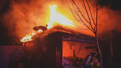 Cy-Fair, TX, firefighters rescued a father and his adult daughter from a burning house in Katy, TX, late Wednesday. Cy-Fair, TX, firefighters rescued a father and his adult daughter from a burning house in Katy, TX, late Wednesday.