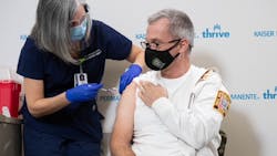 D.C. Fire and EMS Chief John Donnelly is vaccinated for COVID-19 in December. D.C. Fire and EMS Chief John Donnelly is vaccinated for COVID-19 in December.