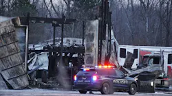 A storage building at Upstate Thermo King in DeWitt, NY, collapsed after a fire Thursday.