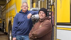 Max Jason (right) is Amwell Valley Fire Company's youngest fire chief, and he will serve with his father, Bob (left), a deputy chief. Max Jason (right) is Amwell Valley Fire Company's youngest fire chief, and he will serve with his father, Bob (left), a deputy chief.