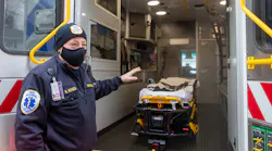 Neptune Township, NJ, EMS manager Bil Rosen demonstrates the agency's new disinfecting system for ambulances called MEDS (Modular Electrostatic Disinfection System), which will allow ambulances to more quickly return to service after COVID and other infectious disease calls.