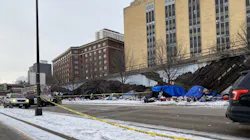 One person was killed and another was injured in a fire at a homeless encampment in downtown St. Paul, MN, on Wednesday. One person was killed and another was injured in a fire at a homeless encampment in downtown St. Paul, MN, on Wednesday.