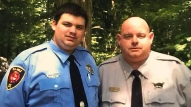 Alamance County, NC, firefighter Tim Morton (right) and his son Dustin, who is an E.M. Holt Fire Department lieutenant.
