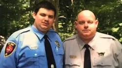 Alamance County, NC, firefighter Tim Morton (right) and his son Dustin, who is an E.M. Holt Fire Department lieutenant.