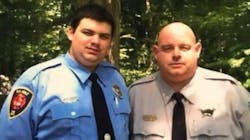 Alamance County, NC, firefighter Tim Morton (right) and his son Dustin, who is an E.M. Holt Fire Department lieutenant.