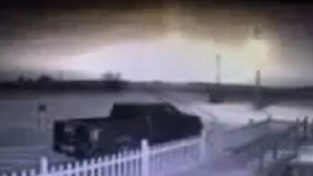 A natural gas explosion lit up the morning sky near Ames, OK, early Thursday.