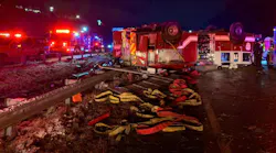 Four Asheville, NC, firefighters were injured in a rollover crash Saturday.