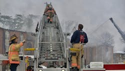 Baltimore County firefighters battled a three-alarm fire at a Windsor Mill apartment complex Tuesday. Baltimore County firefighters battled a three-alarm fire at a Windsor Mill apartment complex Tuesday.
