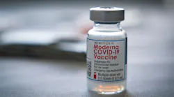 A vial of the Moderna COVID-19 vaccine awaits injection last week at the Tequesta, FL, Fire Department.