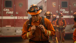 Inmate firefighters with the Sugar Pine Conservation Crew head out to battle the Bear Fire, part of the North Complex Fire, near Oroville, CA, in September.
