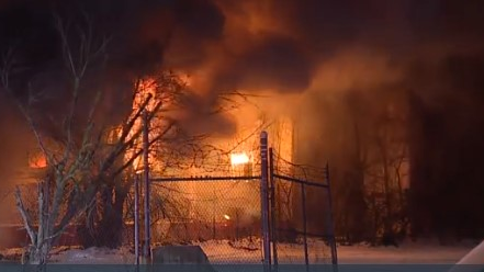 A Cleveland firefighter suffered a shoulder injury while battling a church fire on the city's east side early Friday.