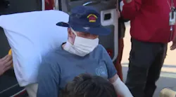 Orange County Fire Authority firefighter Dylan Van Iwaarden is released from a burn unit in Santa Ana, CA, where he spent nearly four months after being injured during the Silverado Fire in October.