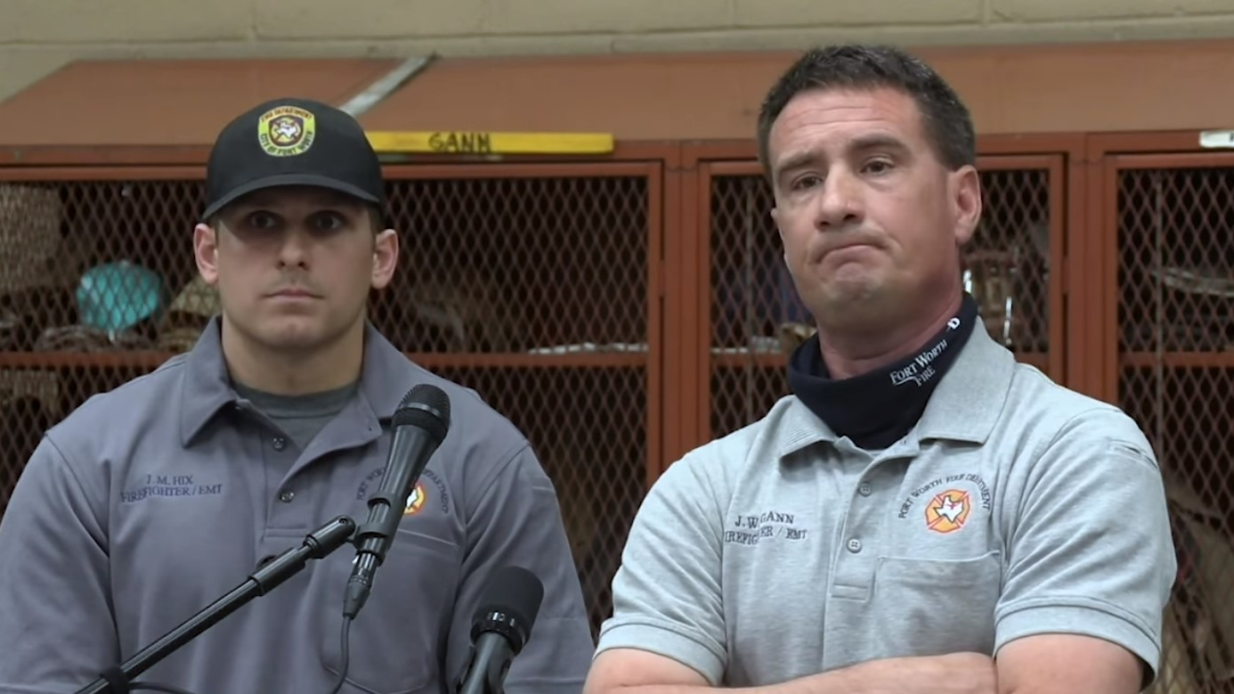 Fort Worth, TX, firefighters Morgan Hix (left) and Joey Gann.