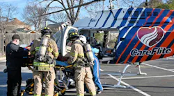 A man is airlifted to the hospital after Fort Worth, TX, firefighters found him in the yard when they responded to a house fire Monday.