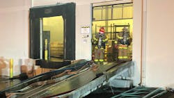 A Henrico County, VA, firefighter suffered minor injuries in a fall while battling a fire at a commercial warehouse in Henrico late Thursday.