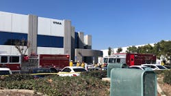 A hazardous materials incident at a dental products company in Ontario, CA, sent nine employees to the hospital and sickened 28 others Thursday.