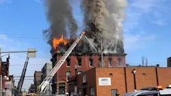 A four-alarm fire collapsed nearly half of the South Side Chamber of Commerce building in Pittsburgh on Monday. A four-alarm fire collapsed nearly half of the South Side Chamber of Commerce building in Pittsburgh on Monday.