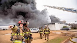 Firefighters from multiple departments battled a large fire that erupted at a Richland Hills, TX, recycling facility Thursday. Firefighters from multiple departments battled a large fire that erupted at a Richland Hills, TX, recycling facility Thursday.