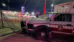 Two San Antonio EMS workers and a patient were injured when an alleged drunken driver struck the emergency vehicle headed to the hospital Monday.