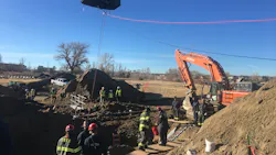 South Metro firefighters rescued an injured worker who had fallen into a trench box at a Parker, CO, construction site Tuesday.