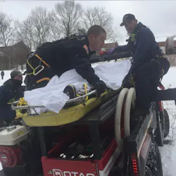Franklin, TN, firefighters rescued a mother after she injured herself saving her 3-year-old child, who had gone into the Harpeth River while sledding Tuesday. Franklin, TN, firefighters rescued a mother after she injured herself saving her 3-year-old child, who had gone into the Harpeth River while sledding Tuesday.