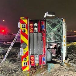 An icy overpass sent San Antonio Fire Department&apos;s Engine 34, spinning and sliding before eventually overturning while responding to a call early Sunday.