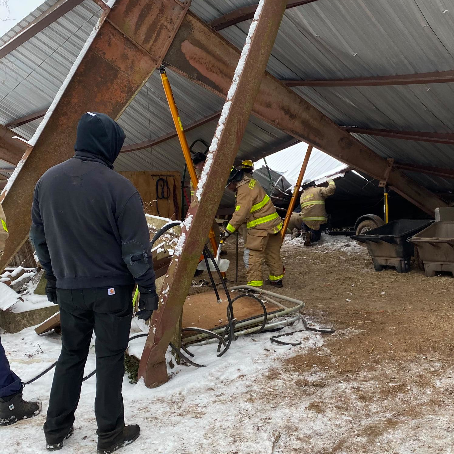 Williamson County, TN, Rescue Squad crews saved four horses after the collapse of a portable stall early Thursday.