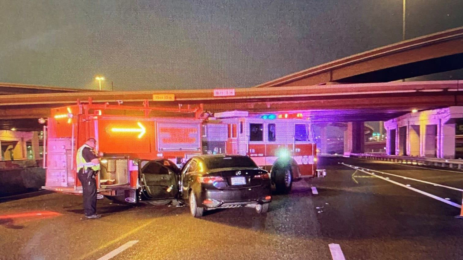Firefighters and others working a crash scene Sunday morning were saved by one of the Irving Fire Department blocker rigs that were placed in service in 2018.