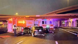 Firefighters and others working a crash scene Sunday morning were saved by one of the Irving Fire Department blocker rigs that were placed in service in 2018. Firefighters and others working a crash scene Sunday morning were saved by one of the Irving Fire Department blocker rigs that were placed in service in 2018.