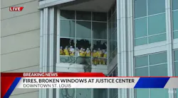 Inmates shattered windows, threw debris to the street and set fires at the City Justice Center in downtown St. Louis.