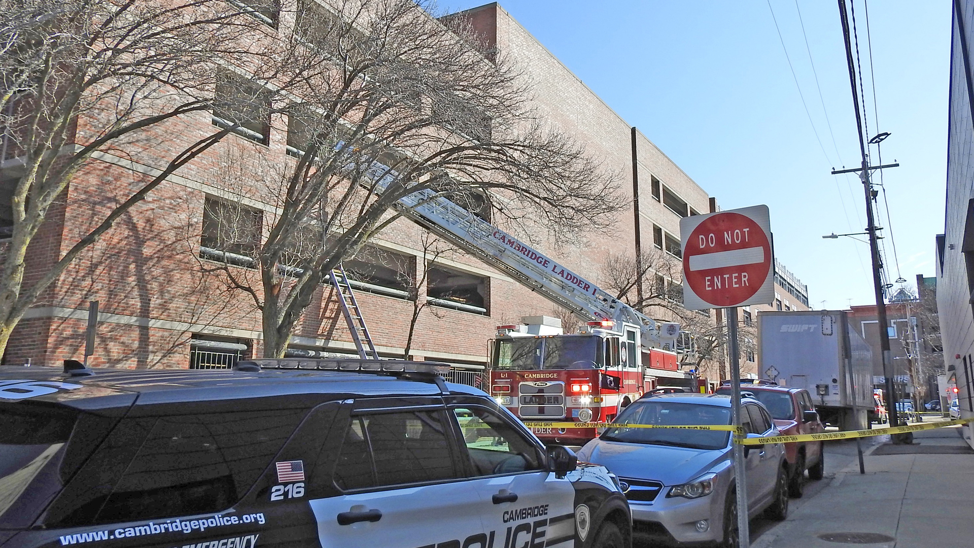 Cambridge, MA, firefighters responded to a stairwell collapse at a city-owned parking garage Wednesday that killed one construction worker and critically injured another.