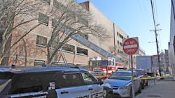 Cambridge, MA, firefighters responded to a stairwell collapse at a city-owned parking garage Wednesday that killed one construction worker and critically injured another. Cambridge, MA, firefighters responded to a stairwell collapse at a city-owned parking garage Wednesday that killed one construction worker and critically injured another.