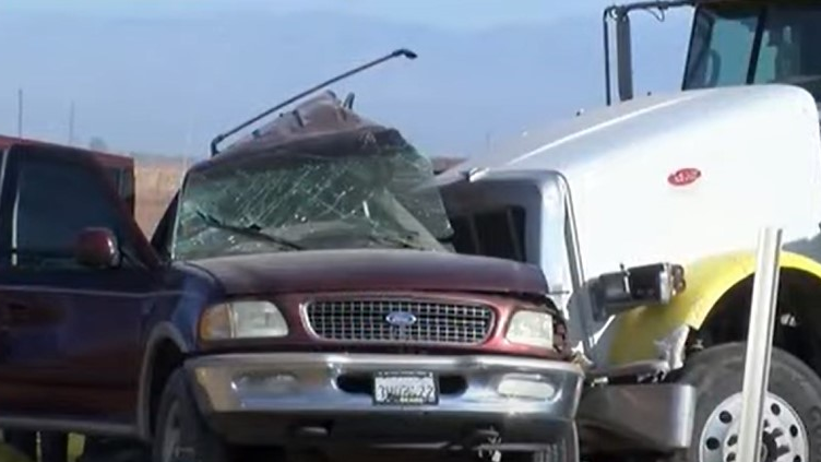 At least 15 people were killed when an SUV carrying 27 people crashed into a tractor-trailer hauling gravel Tuesday in Imperial County, CA, near the U.S.-Mexico border.