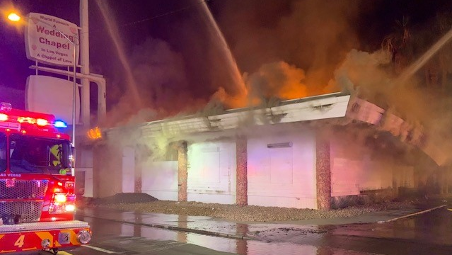 A two-alarm fire destroyed a former wedding chapel in Las Vegas on Jan. 12. One body was found the next day, and a second victim was discovered Saturday.