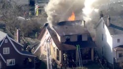 Two firefighters were injured battling a Millvale, PA, house fire Monday. Two firefighters were injured battling a Millvale, PA, house fire Monday.