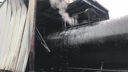 A rail car carrying molasses exploded in Cannon Falls, MN, on Monday.