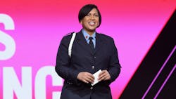 FDNY firefighter Regina Wilson, who became the first female head of the Vulcan Society in 2015, speaks during the 2019 MAKERS Conference at Monarch Beach Resort in Dana Point, CA. FDNY firefighter Regina Wilson, who became the first female head of the Vulcan Society in 2015, speaks during the 2019 MAKERS Conference at Monarch Beach Resort in Dana Point, CA.