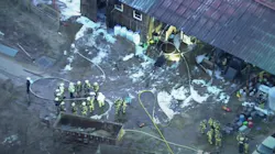 Two giraffes died when a bar caught fire at Roer's Zoofari in Vienna, VA, on Monday. Two giraffes died when a bar caught fire at Roer's Zoofari in Vienna, VA, on Monday.