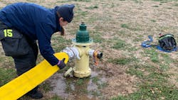 The heavy hook-up (making a connection to more than one discharge on a hydrant) can provide an increase of 32–200 gpm compared with the volume of water via connection to a single discharge on the plug. The heavy hook-up (making a connection to more than one discharge on a hydrant) can provide an increase of 32–200 gpm compared with the volume of water via connection to a single discharge on the plug.