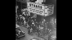 The Strand Theatre in Brockton, MA, where 13 firefighters died in a fire on March 10, 1941.