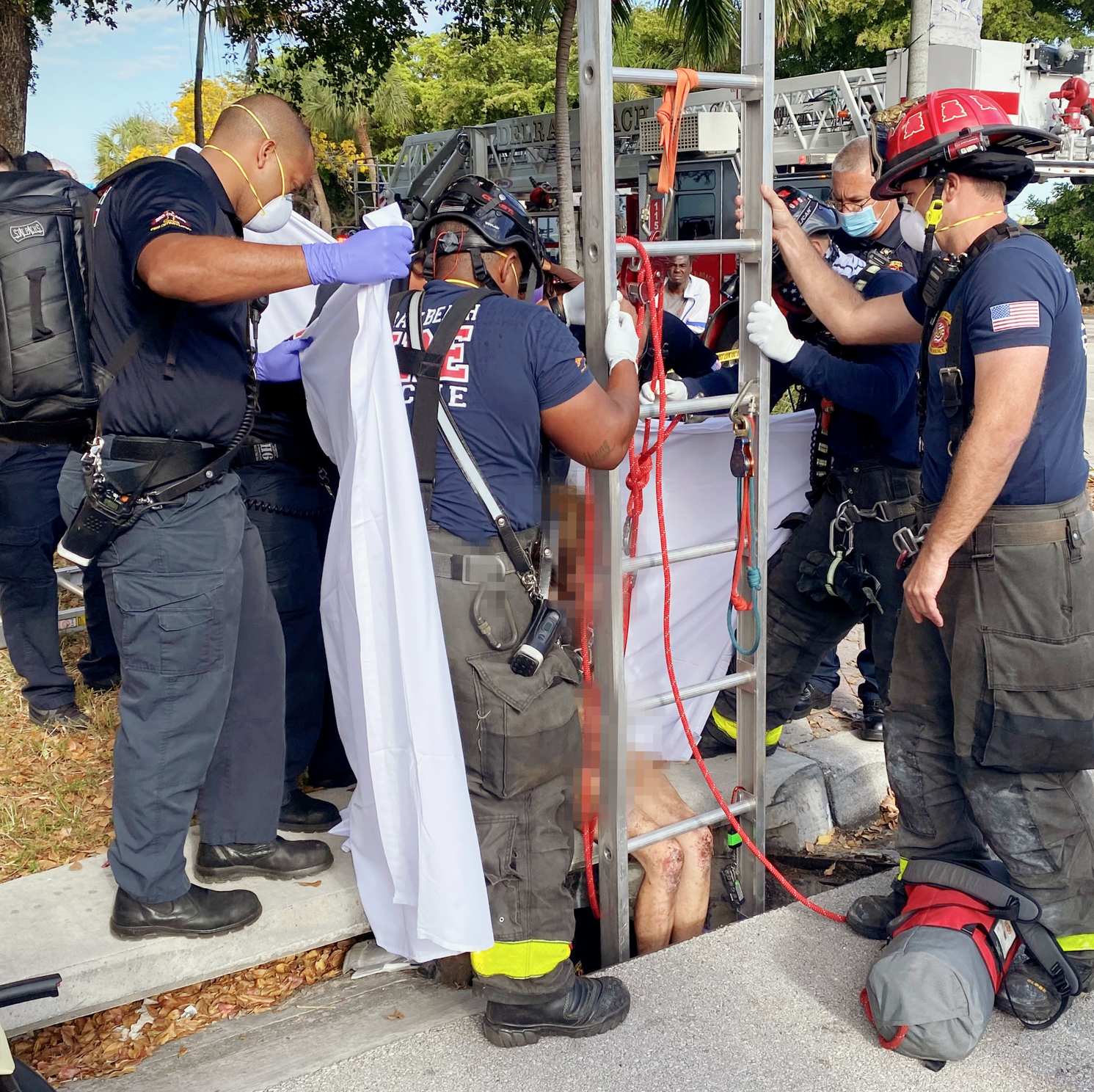 Delray Beach, FL, firefighters rescued a missing woman Tuesday who said she was trapped in a storm drain for weeks.