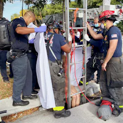 Delray Beach, FL, firefighters rescued a missing woman Tuesday who said she was trapped in a storm drain for weeks.